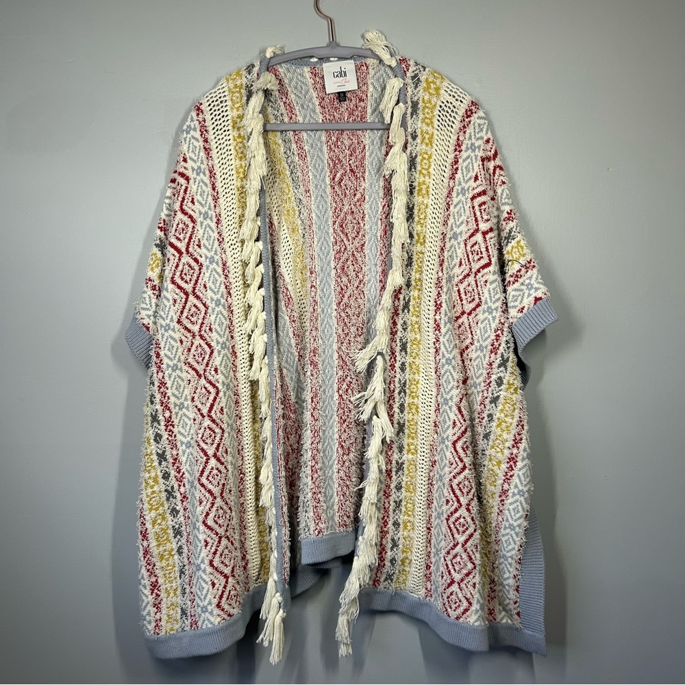 Cabi siesta poncho over size boho fringe colorful size xs small